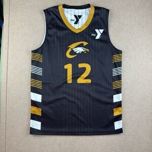 C Eagles YMCA Reversible Jersey Men's‎ Medium Black White Gold Eagle #12